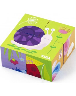 Дерев'яні кубики пазл Viga Toys Комахи (50160) - afk 50160