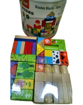 Дерев'яні кубики конструктор Viga Toys Ферма 50 шт. (50285)