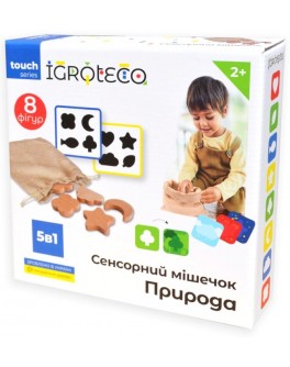Розвиваюча гра Igroteco Сенсорний мішечок з дерев'яними фігурками 21 деталь (900590)