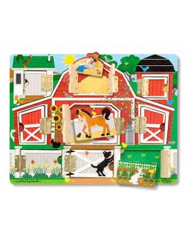 Дерев'яна іграшка рамка-вкладиш Дошка з віконцями Ферма, Melissa & Doug - MD 14592