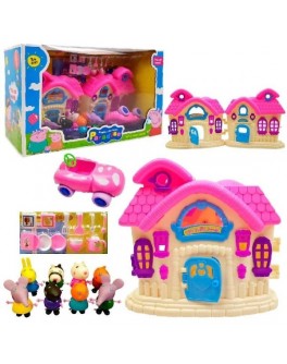 Ігровий набір Yangguang Toys Factory Будиночок Свинки Пеппи з фігурками, рожевий (YM 8015-6)