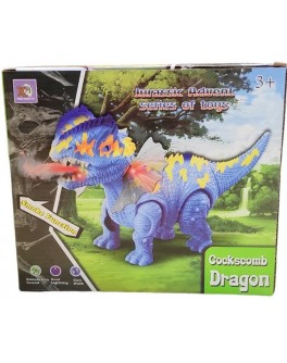 Інтерактивна іграшка Динозавр, звук, підсвічування, рухається, випускає пару, блакитний (8869)