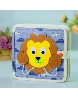 М'яка книжка фетрова бізібук Монтессорі Левеня, пальчикові ігри, сортер, елементи на липучках