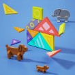 Магнітна гра Hola Toys Танграм тварини, 225 варіантів збору гри (E 7982)