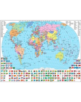 Карта світу політична М1:54 000 000, А2 65х45 см (картон) укр