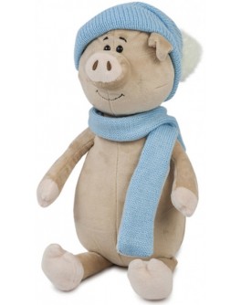 Мягкая игрушка Свин Бен с шарфом и шапкой, 28 см - SGR MT-MRT031801-28