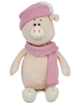 Мягкая игрушка Свинка Аша с шарфом и шапкой, 22 см - SGR MT-MRT031804-22