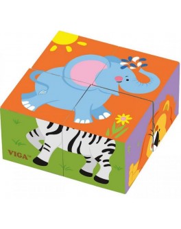 Пазл-кубики з дерева Viga Toys Сафарі (50836) - afk 50836