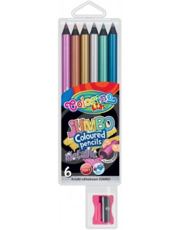 Круглі кольорові олівці Jumbo 6 металевих кольорів - ves 34661