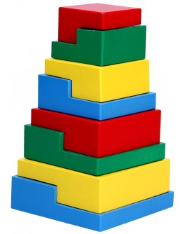 Дерев'яна іграшка пірамідка Головоломка 8 елементів, Komarovtoys