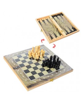 Настільні дерев'яні ігри 3 в 1: шахи, шашки, нарди (28ACD) - mpl 28ACD