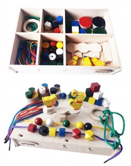 Набір Монтессорі №3 ускладнений ігровий розвиваючий кольоровий в коробці 46 елементів Hega