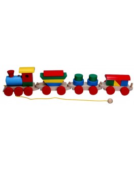 Дерев'яна іграшка Потяг і 3 вагони, Komarovtoys (цементовоз, циліндри, товарний) - kom 202