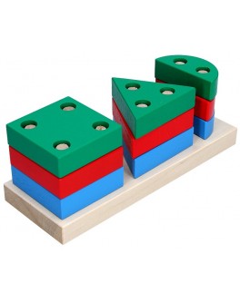 Деревянная игрушка Пирамидка Геометрик мини, 3 фигуры, Komarovtoys - Kom 309