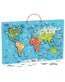 Пазл магнітний Viga Toys Карта світу з маркерной дошкою, англійською 73х46 см (44508EN)