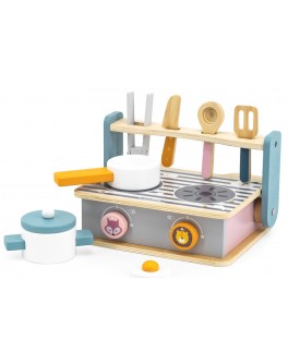 Дерев'яна іграшка Viga Toys PolarB Дитяча плита з посудом і грилем, складна (44032)