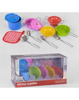 Металевий дитячий кухонний набір посуду, 10 предметів (988 C 7)