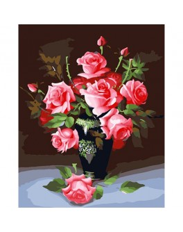 Роспись по холсту по номерам Розовые розы - Ves 58234