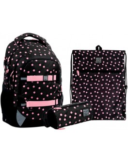 Шкільний набір Wonder Kite Polka Dots рюкзак, пенал, сумка для взуття SET_WK21-727M-1