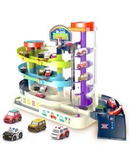 Дитячий музичний гараж для машинок з автоматичним підйомником 3 поверхи, 4 машинки (Т 103-77 А)