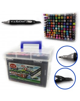 Набір скетч маркерів скошені + тонкі 120 кольорів у валізі TouchCool (0229-120)