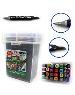 Набір скетч маркерів скошені + тонкі 24 кольора в валізі TouchCool (0229-24)