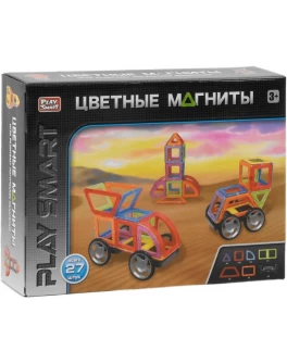 Магнітний конструктор Play Smart Кольорові магніти Машинки, 27 деталей, 19 моделей (2472)