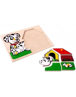 Рамка-вкладиш Монтессорі з дерева Собачка з будкою Lam Toys - lam 1404