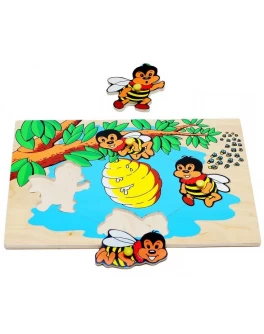 Рамка-вкладиш Монтессорі з дерева Бджоли Lam Toys - lam 1402