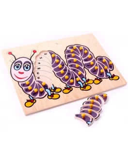 Рамка-вкладыш Монтессори из дерева Гусеница Рус. Lam Toys - lam 5015