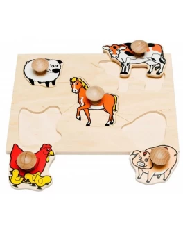 Рамка-вкладыш Монтессори из дерева Домашние животные Lam Toys - lam 18994