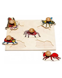Рамка-вкладиш Монтессорі з дерева Комахи Lam Toys - lam 40868