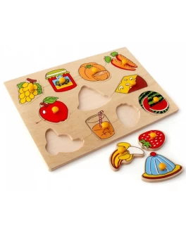 Рамка-вкладиш Монтессорі з дерева Фрукти, овочі Сніданок Lam Toys - lam 1415