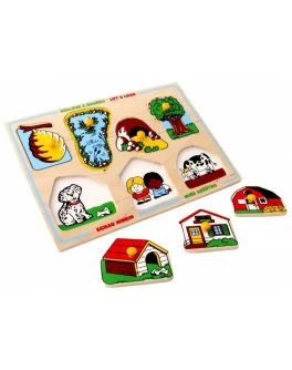 Рамка-вкладиш Монтессорі з дерева Хто де живе Lam Toys - lam 1421