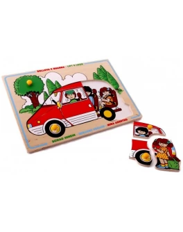Рамка-вкладиш Монтессорі з дерева Сімейний автомобіль Lam Toys - lam 1425