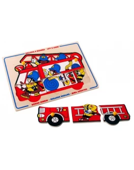 Рамка-вкладиш Монтессорі з дерева Пожежники Lam Toys - lam 1427
