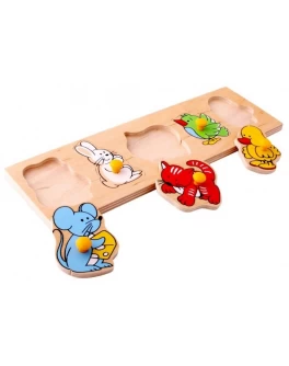 Рамка-вкладыш Монтессори из дерева Детёныши Lam Toys - lam 1478