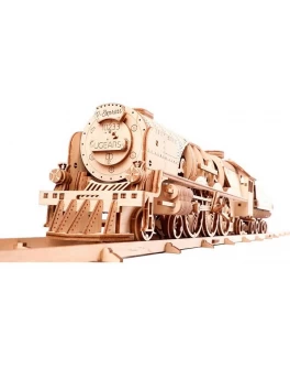Конструктор Механический 3d-пазл UGears Локомотив c тендером V-Экспресс - UG 70058