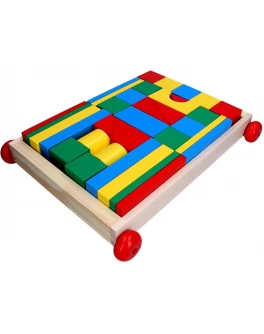 Дерев'яний конструктор кубики в візку Архітектор, 35 дет, Komarovtoys - kom 352