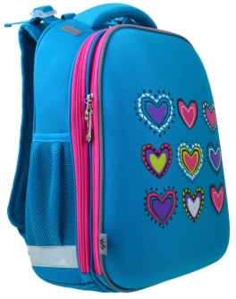 Рюкзак шкільний каркасний YES H-12-1 Hearts turquoise, 38х29х15 - poz 554490