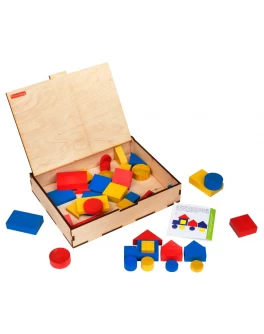 Логічні блоки Дьенеша, 48 деталей в дерев'яній коробці, Komarovtoys