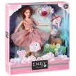 Лялька шарнірна Emily шатенка в рожевій сукні з тваринкою та аксесуарами 30 см (QJ 087 D)