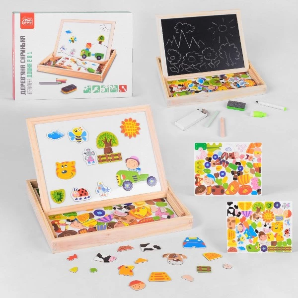 Магнітна гра з двосторонньою дошкою Тварини Fun Game Ферма (75039)
