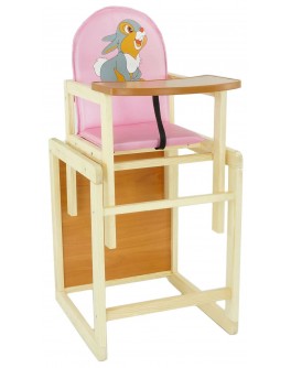 Дитячий стільчик для годування Сірий зайчик, колір рожевий (2031)
