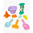 Дитячий силіконовий набір для пісочниці та води (9 елементів) - водоспад, відерце та формочки