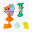 Дитячий силіконовий набір для пісочниці та води (9 елементів) - водоспад, відерце та формочки