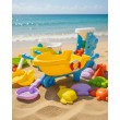 Великий пісочний набір: Тачка, самоскид, млин, лійка, валик та 15 формочок (30 елементів)
