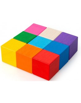 Деревянные кубики цветные 9 шт, ТАТО - tato КБ-002