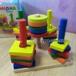 Дерев'яна іграшка Пірамідка-ключ 5 основ на підставці, 25 деталей для нанизування (MD 0061)
