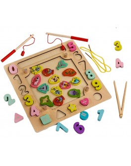 Дерев'яна гра Логіка, сортер, шнурівка, магнітна риболовля, гра з кульками (С 49366)